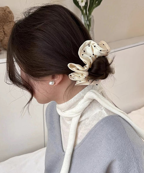 ドット柄シュシュ ヘアゴム 髪飾りグッズ レディース ヘアアクセサリー まとめ髪 髪留め 簡単 ヘアアレンジ 大人可愛い カジュアル オルチャン 99BYSP-005