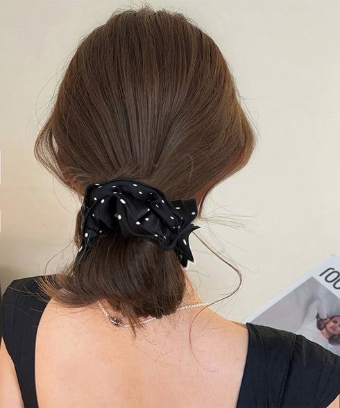ドット柄シュシュ ヘアゴム 髪飾りグッズ レディース ヘアアクセサリー まとめ髪 髪留め 簡単 ヘアアレンジ 大人可愛い カジュアル オルチャン 99BYSP-005