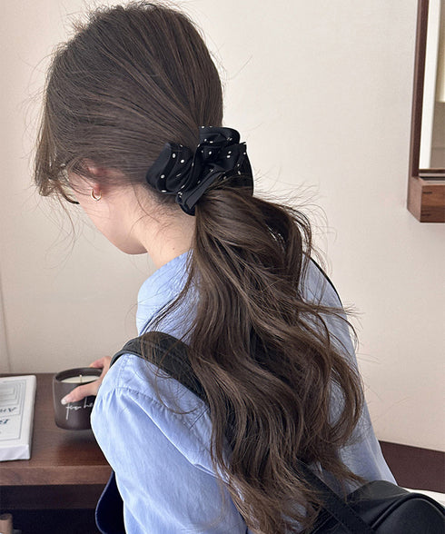 ドット柄シュシュ ヘアゴム 髪飾りグッズ レディース ヘアアクセサリー まとめ髪 髪留め 簡単 ヘアアレンジ 大人可愛い カジュアル オルチャン 99BYSP-005