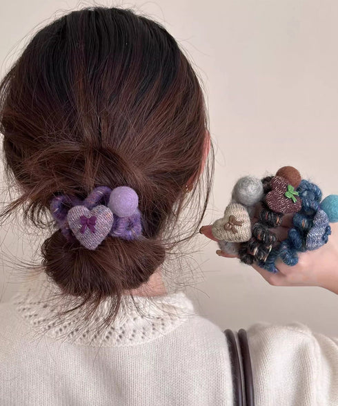 ヘアゴム スプリング きれいめ 韓国風 ハート リボン付き ヘアアクセサリー 大人可愛い 簡単まとめ髪 髪飾り ポニーテール おしゃれ 女子学生 フェミニン小物 99BYSP-006
