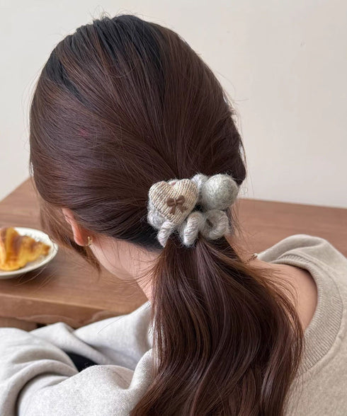 ヘアゴム スプリング きれいめ 韓国風 ハート リボン付き ヘアアクセサリー 大人可愛い 簡単まとめ髪 髪飾り ポニーテール おしゃれ 女子学生 フェミニン小物 99BYSP-006