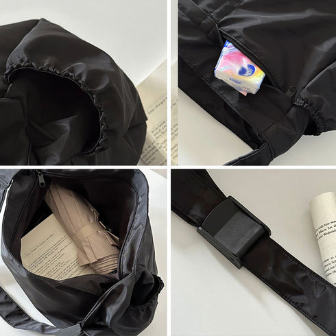 ショルダーバッグ 大容量 ナイロン 黒 レディース 肩掛け 斜め掛けバッグ 韓国 ユニセックス シンプル 通学 多収納 軽量かばん カジュアル ストリート 旅行 99CCPJ-001