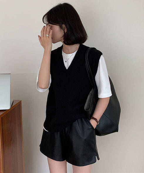 ニットベスト Vネック 重ね着 春秋冬 レディース ニットジレ ノースリーブ ニットトップス ベストセーター きれいめ オフィスカジュアル 大人 プルオーバー 99CXFZ-001