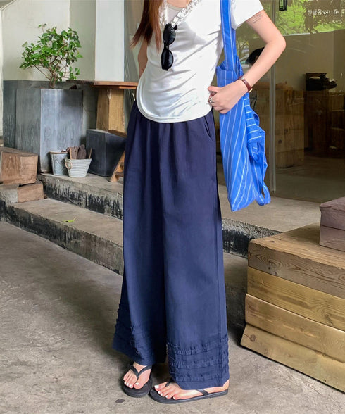 ワイドパンツ フリル レディース 春夏 アンクル丈パンツ ゆったり 薄手 ギャザー ウエストゴム リラックス 着やせ オシャレ カジュアル きれいめ 大人可愛い 99CYDZ-005