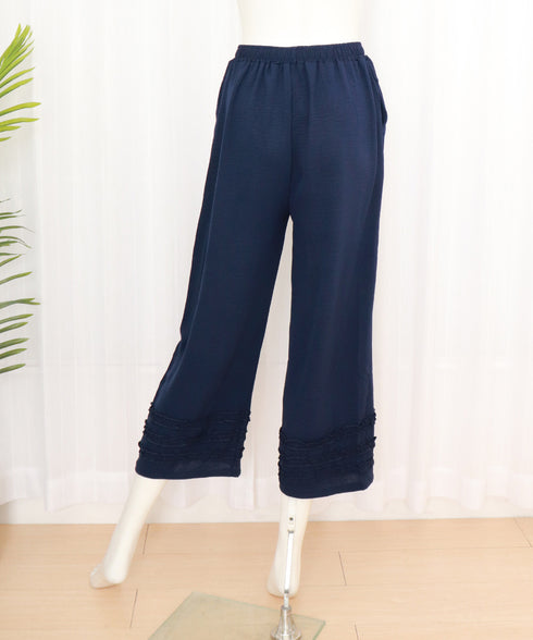 ワイドパンツ フリル レディース 春夏 アンクル丈パンツ ゆったり 薄手 ギャザー ウエストゴム リラックス 着やせ オシャレ カジュアル きれいめ 大人可愛い 99CYDZ-005