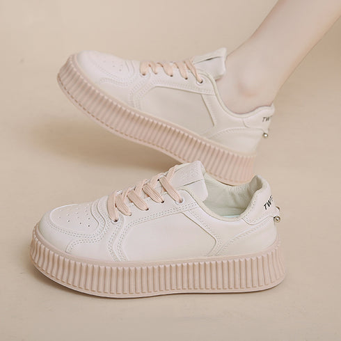 厚底スニーカー レディース ローカット靴 韓国風 シューズ 運動靴 カジュアル ベーシック 通勤通学 おしゃれ 歩きやすい オルチャン ホワイト くつ 99DKXY-019