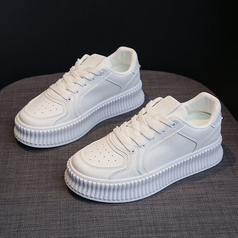 厚底スニーカー レディース ローカット靴 韓国風 シューズ 運動靴 カジュアル ベーシック 通勤通学 おしゃれ 歩きやすい オルチャン ホワイト くつ 99DKXY-019