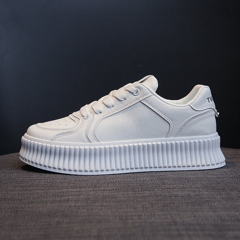 厚底スニーカー レディース ローカット靴 韓国風 シューズ 運動靴 カジュアル ベーシック 通勤通学 おしゃれ 歩きやすい オルチャン ホワイト くつ 99DKXY-019