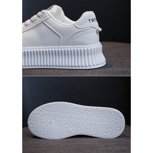 厚底スニーカー レディース ローカット靴 韓国風 シューズ 運動靴 カジュアル ベーシック 通勤通学 おしゃれ 歩きやすい オルチャン ホワイト くつ 99DKXY-019