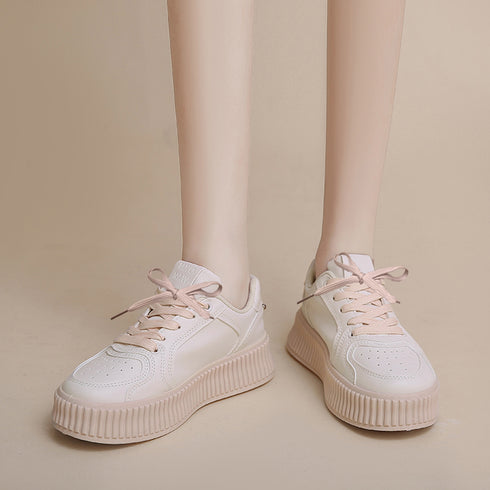 厚底スニーカー レディース ローカット靴 韓国風 シューズ 運動靴 カジュアル ベーシック 通勤通学 おしゃれ 歩きやすい オルチャン ホワイト くつ 99DKXY-019