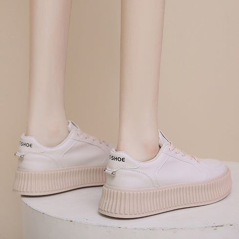 厚底スニーカー レディース ローカット靴 韓国風 シューズ 運動靴 カジュアル ベーシック 通勤通学 おしゃれ 歩きやすい オルチャン ホワイト くつ 99DKXY-019