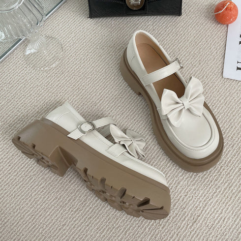 厚底ローファー レディース リボン パンプス 可愛い カジュアル レザー調 履きやすい オックスフォード 疲れない 快適 太ヒール クラシック 通勤通学 99DKXY-022