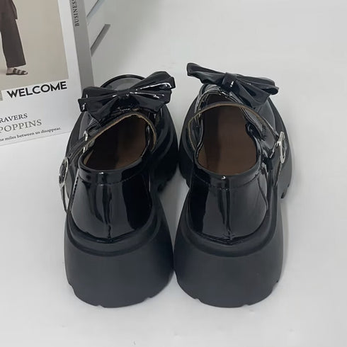 厚底ローファー レディース リボン パンプス 可愛い カジュアル レザー調 履きやすい オックスフォード 疲れない 快適 太ヒール クラシック 通勤通学 99DKXY-022