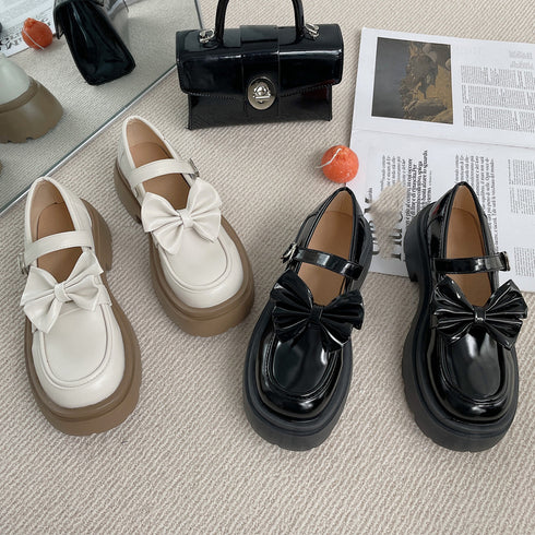 厚底ローファー レディース リボン パンプス 可愛い カジュアル レザー調 履きやすい オックスフォード 疲れない 快適 太ヒール クラシック 通勤通学 99DKXY-022