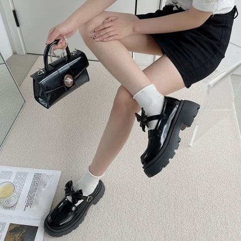 厚底ローファー レディース リボン パンプス 可愛い カジュアル レザー調 履きやすい オックスフォード 疲れない 快適 太ヒール クラシック 通勤通学 99DKXY-022