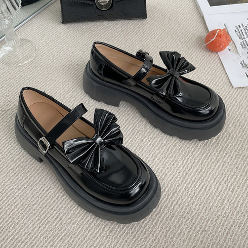 厚底ローファー レディース リボン パンプス 可愛い カジュアル レザー調 履きやすい オックスフォード 疲れない 快適 太ヒール クラシック 通勤通学 99DKXY-022