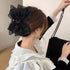 リボンヘアクリップ 大きめ黒 レディース バンスクリップ 韓国 ラインストーン 可愛い まとめ髪 簡単 髪飾り 髪留め ヘアアレンジ 大人 演奏会 99DXSP-001