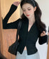 カーディガン リブトップス ダブルジップ レディース フィット感 無地 セクシー 大人 可愛い おしゃれ 着やせ オルチャン 日焼け防止 ファスナー 99EZFZ-007