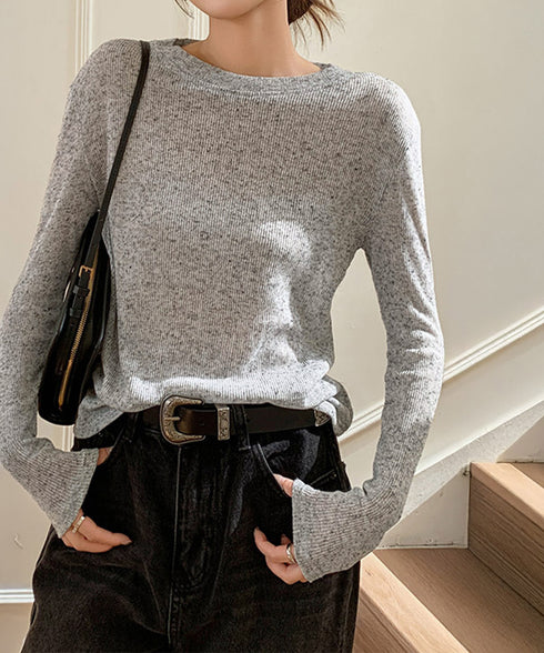 長袖Tシャツ レディース 無地 透け シアーTシャツ ロングTシャツ 薄手 クルーネック お洒落 大人 オルチャン カジュアル フェミニン 通勤 春秋 99EZFZ-008