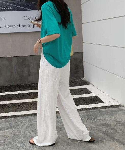 ワイドパンツ レディース ハイウエスト ゆったり おしゃれ カジュアル 美脚脚長 ダンス衣装 着やせ 春夏 オルチャン ストリート ランニングウェア 99EZFZ-011