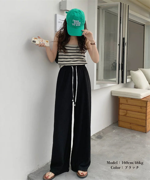 ワイドパンツ レディース ハイウエスト ゆったり おしゃれ カジュアル 美脚脚長 ダンス衣装 着やせ 春夏 オルチャン ストリート ランニングウェア 99EZFZ-011
