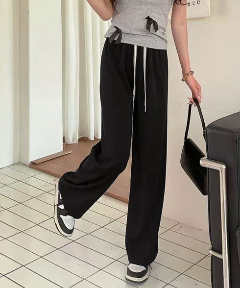 ワイドパンツ ハイウエスト レディース リラックスパンツ イージーパンツ ゆったり無地 涼しげ 体型カバー 脚長 着やせ オシャレ カジュアル 春夏 ダンス衣装 99EZFZ-012