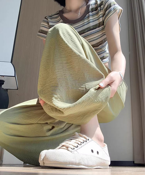 セミワイドパンツ レディース 無地 薄手 ハイウエスト 着やせ 体型カバー ゆったり 美脚脚長 お洒落 オルチャン ストリート ダンス 春夏 お出かけ 99EZFZ-013