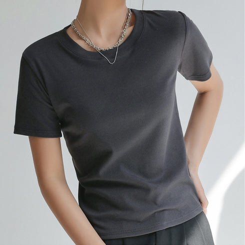 無地Tシャツ 半袖 レディース 8色 クルーネック 大人 カジュアル カットソー オシャレ 着やせ 韓国 細見え 通勤通学 肌触り良い 柔らかい 99FSFS-004