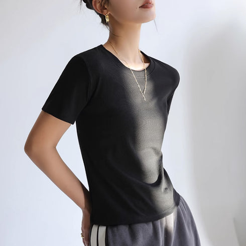 無地Tシャツ 半袖 レディース 8色 クルーネック 大人 カジュアル カットソー オシャレ 着やせ 韓国 細見え 通勤通学 肌触り良い 柔らかい 99FSFS-004