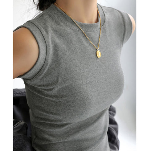 ノースリーブ Tシャツ タンクトップ 夏 レディース サマートップス クルーネック インナートップス カットソー プルオーバー カジュアル シンプル 無地 着回し 99FSFS-005