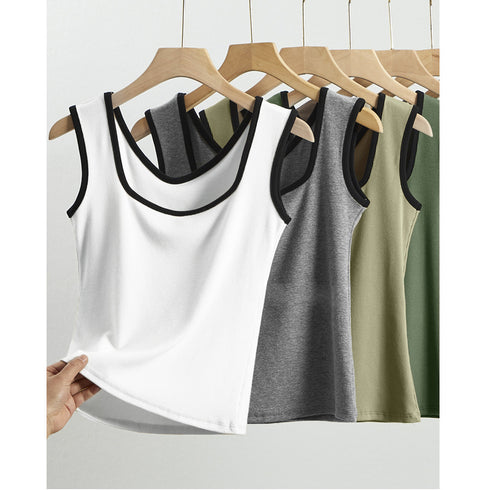 タンクトップ スクエアネック 韓国 夏服 レディース ノースリーブ インナートップス ベーシック 部屋着 カジュアル きれいめ 可愛い ルームウェア ダンス衣装 99FSFS-006