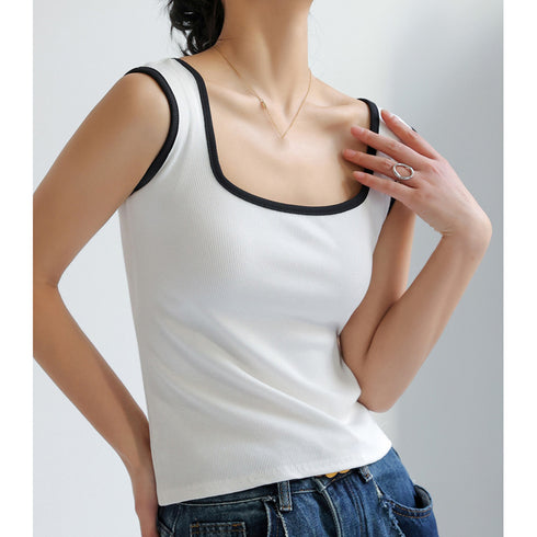 タンクトップ スクエアネック 韓国 夏服 レディース ノースリーブ インナートップス ベーシック 部屋着 カジュアル きれいめ 可愛い ルームウェア ダンス衣装 99FSFS-006