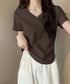 無地Tシャツ レディース Vネック 夏 フィットtシャツ 半袖トップス カットソー ベーシック 着やせ きれいめ 大人 オルチャン シンプル細見え 着回し 99FSFS-010