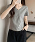 無地Tシャツ レディース Vネック 夏 フィットtシャツ 半袖トップス カットソー ベーシック 着やせ きれいめ 大人 オルチャン シンプル細見え 着回し 99FSFS-010