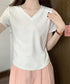 無地Tシャツ レディース Vネック 夏 フィットtシャツ 半袖トップス カットソー ベーシック 着やせ きれいめ 大人 オルチャン シンプル細見え 着回し 99FSFS-010