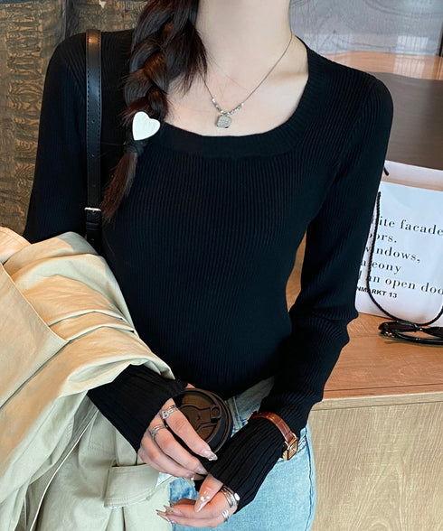 ニットトップス ラウンドネック 春秋冬 レディース ニットインナー ニットカットソー 無地 長袖 大人 着やせ きれいめ オフィスカジュアル 通勤 OL 99FYS-001