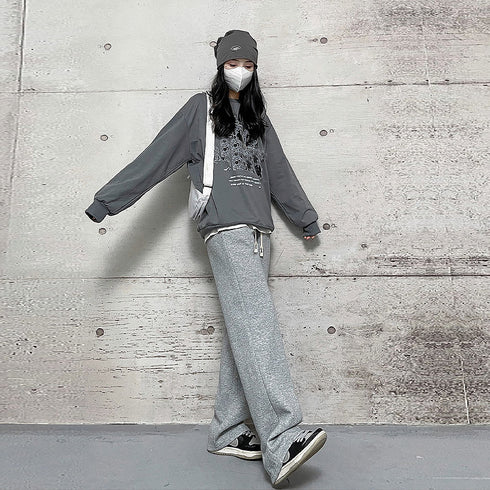 スウェットパンツ レディース 韓国 5色 カジュアルパンツ イージーパンツ ゆったり ウエストゴム ストレートパンツ ダンス衣装 オシャレ ランニングウェア 99FZFZ-017
