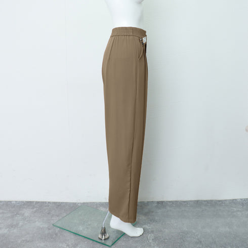 ワイドパンツ アシンメトリー 英字ロゴ レディース セミワイドパンツ ロングパンツ ストレートパンツ ハイウエスト おしゃれ美脚 カジュアル 着やせ 大人お洒落 99FZFZ-018