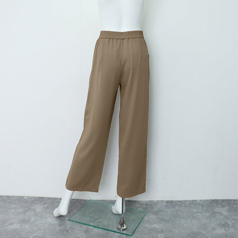 ワイドパンツ アシンメトリー 英字ロゴ レディース セミワイドパンツ ロングパンツ ストレートパンツ ハイウエスト おしゃれ美脚 カジュアル 着やせ 大人お洒落 99FZFZ-018