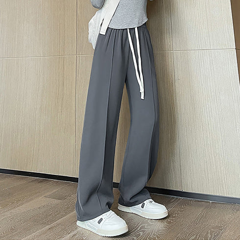 セミワイドパンツ 無地 レディース 5色 ドレープパンツ ロングパンツ ハイウエスト ウエストゴム おしゃれ 美脚 脚長パンツ 春秋夏 カジュアル 着やせ 99FZFZ-021