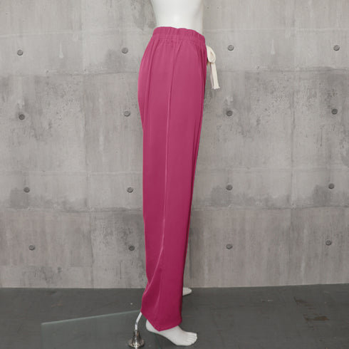 セミワイドパンツ 無地 レディース 5色 ドレープパンツ ロングパンツ ハイウエスト ウエストゴム おしゃれ 美脚 脚長パンツ 春秋夏 カジュアル 着やせ 99FZFZ-021