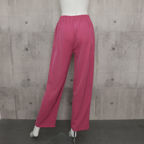 セミワイドパンツ 無地 レディース 5色 ドレープパンツ ロングパンツ ハイウエスト ウエストゴム おしゃれ 美脚 脚長パンツ 春秋夏 カジュアル 着やせ 99FZFZ-021