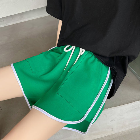 ショートパンツ カラーパンツ 夏 韓国風 レディース ハイウエスト 半ズボン ウエストゴム 運動着 カジュアルパンツ リラックス 体型カバー 部屋着 99FZFZ-023