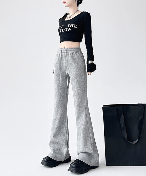 フレアパンツ レディース 美脚 脚長 スウェットパンツ ハイウエスト ストレートパンツ 着やせ ウエストゴム オシャレ カジュアル お洒落 99FZFZ-031
