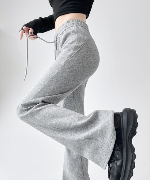 フレアパンツ レディース 美脚 脚長 スウェットパンツ ハイウエスト ストレートパンツ 着やせ ウエストゴム オシャレ カジュアル お洒落 99FZFZ-031