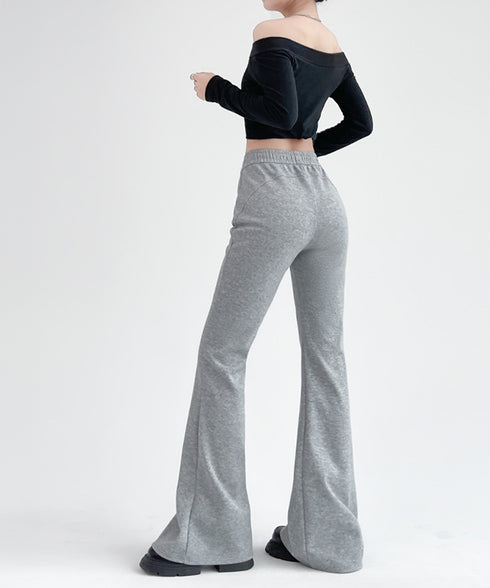 フレアパンツ レディース 美脚 脚長 スウェットパンツ ハイウエスト ストレートパンツ 着やせ ウエストゴム オシャレ カジュアル お洒落 99FZFZ-031