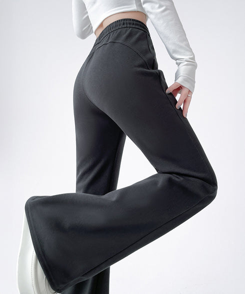 フレアパンツ レディース 美脚 脚長 スウェットパンツ ハイウエスト ストレートパンツ 着やせ ウエストゴム オシャレ カジュアル お洒落 99FZFZ-031