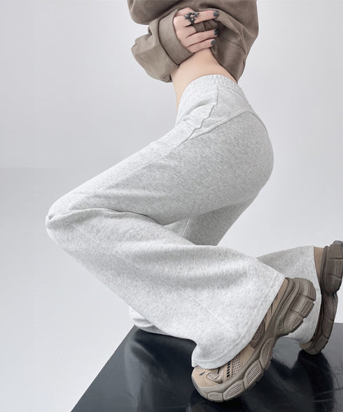 フレアパンツ レディース 美脚 脚長 スウェットパンツ ハイウエスト ストレートパンツ 着やせ ウエストゴム オシャレ カジュアル お洒落 99FZFZ-031