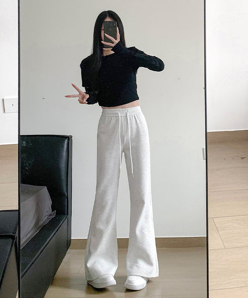 フレアパンツ レディース 美脚 脚長 スウェットパンツ ハイウエスト ストレートパンツ 着やせ ウエストゴム オシャレ カジュアル お洒落 99FZFZ-031