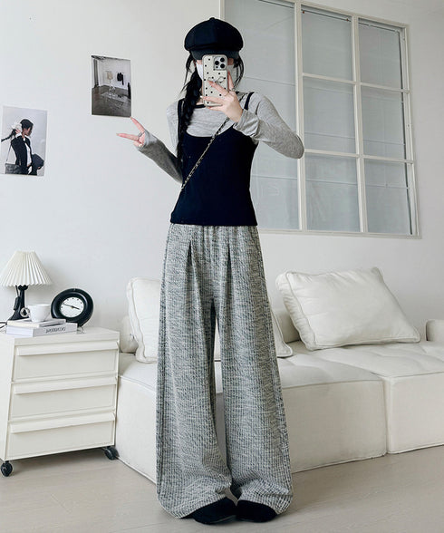 ワイドパンツ レディース ハイウエスト ウエストゴム 美脚 脚長 ベーシック 着やせ ゆったり リラックス ストリート カジュアル 動きやすい 99FZFZ-035